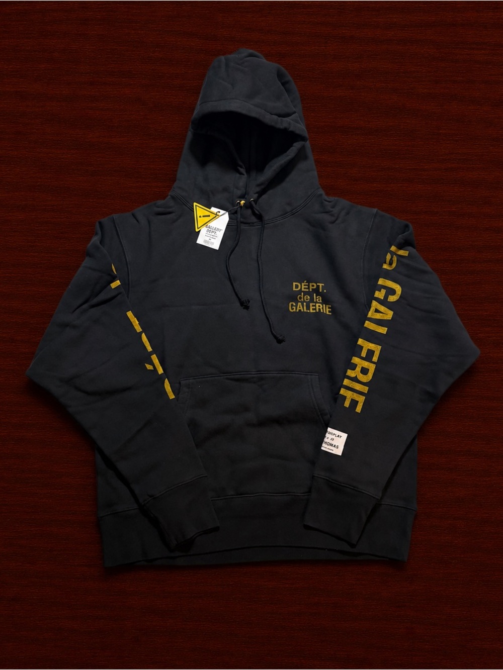 Gallery Dept Black Hoodie with Gold Lettering